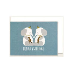 Ava & Yves Glückwunschkarte Elefant " Hurra Zwillinge"
