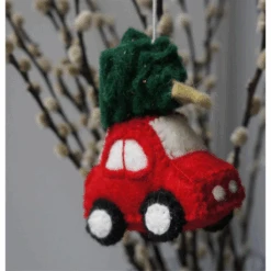 Gamcha Baumanhänger Auto Mit Baum Aus Filz